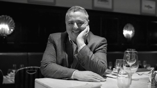 Black and white image of Richard Corrigan