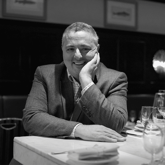 Black and white image of Richard Corrigan