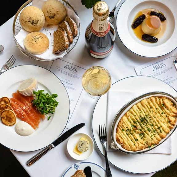 Elegant seafood dishes at Bentley's, a renowned seafood restaurant in Mayfair.