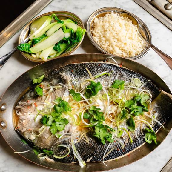 Fish on a platter at Bentley’s Oyster Bar, a seafood restaurant in Mayfair.