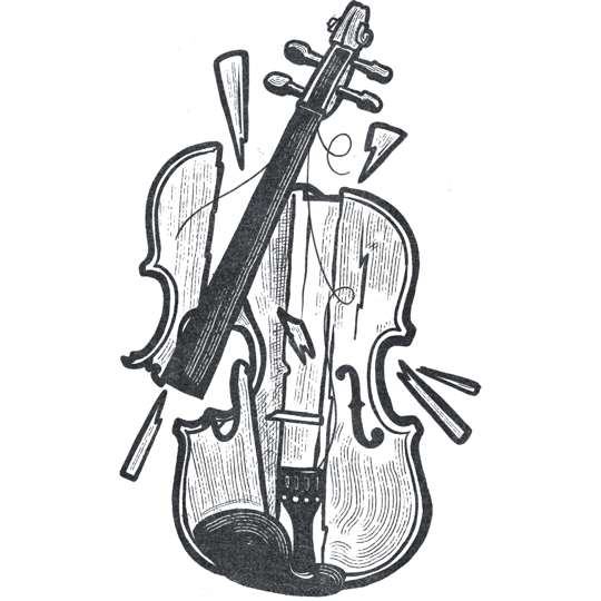 Illustration of a broken fiddle