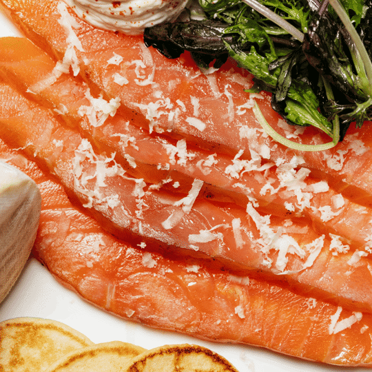 smoked salmon at Bentley's Oyster Bar & Grill seafood restaurant in Mayfair, London