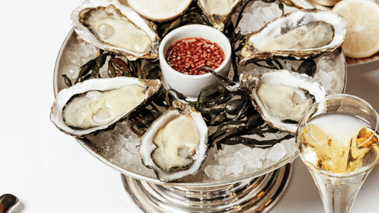 Oysters in Bentley's Oyster Bar in Mayfair, London