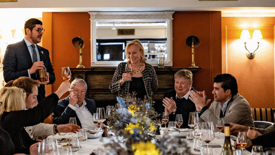 wine tasting at Bentley's Oyster Bar & Grill seafood restaurant in Mayfair, London