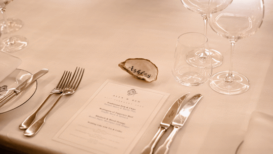 menu on laid table at Bentley's Oyster Bar & Grill seafood restaurant in Mayfair, London