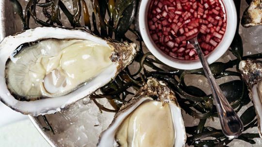 Oysters in Bentley's Oyster Bar in Mayfair, London