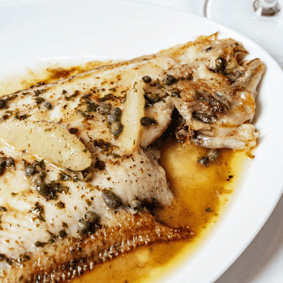 Dover Sole at Bentley's Oyster Bar & Grill seafood restaurant in Mayfair, London