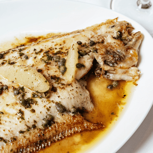 Dover Sole at Bentley's Oyster Bar & Grill seafood restaurant in Mayfair, London