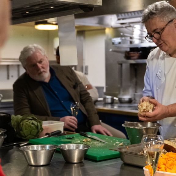 Richard Corrigan cooking in a kitchen