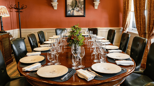 table laid at Bentley's Oyster Bar & Grill seafood restaurant in Mayfair, London